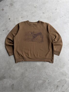 Y2K 2000s Outdoor Nature Deer Aesthetic Sweatshirt - L